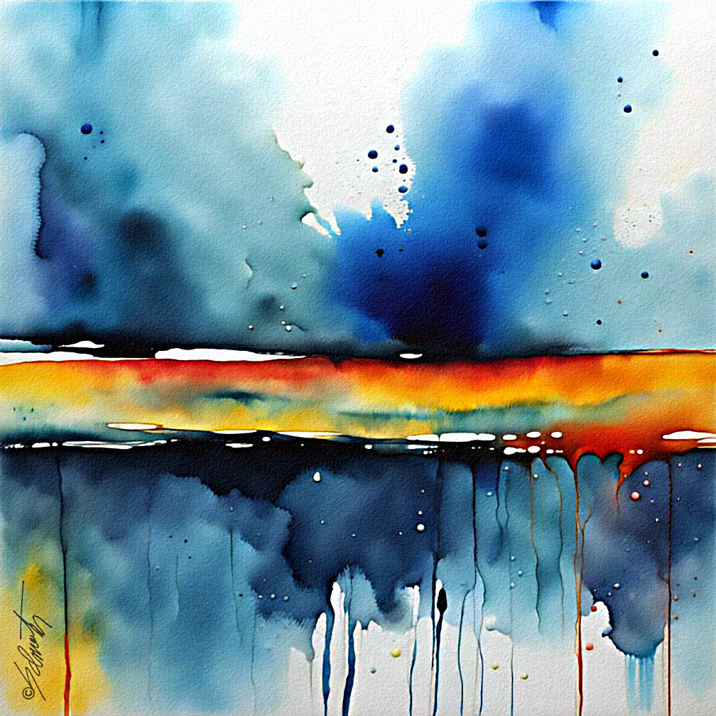 Distance Watercolor 24x24 by Sam Schwartz