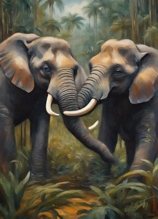 Elephant Couple Acrylic 20x30 by Sam Schwartz