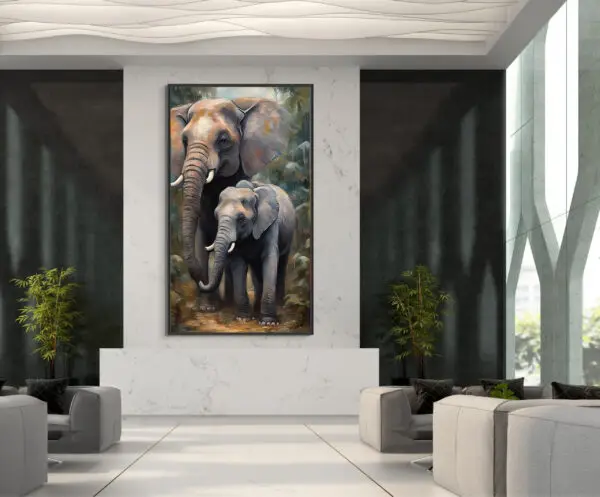 Elephant Cub Acrylic 20x30 by Sam Schwartz room