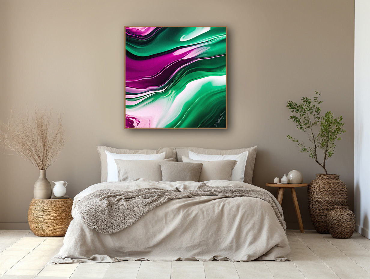 Emerald Shlerin Watercolor 24x24 by Sam Schwartz room