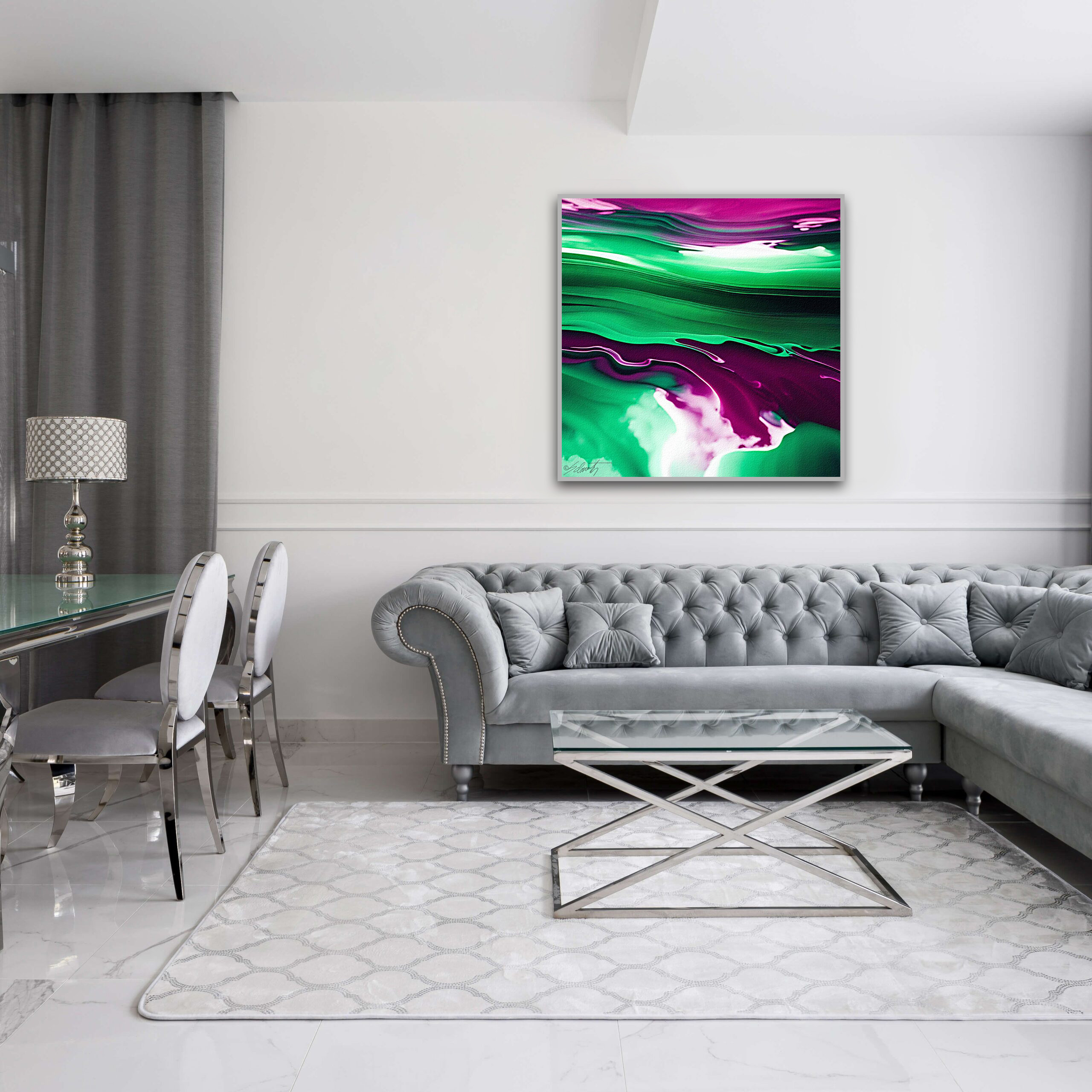 Fluid Watercolor 24x24 by Sam Schwartz room