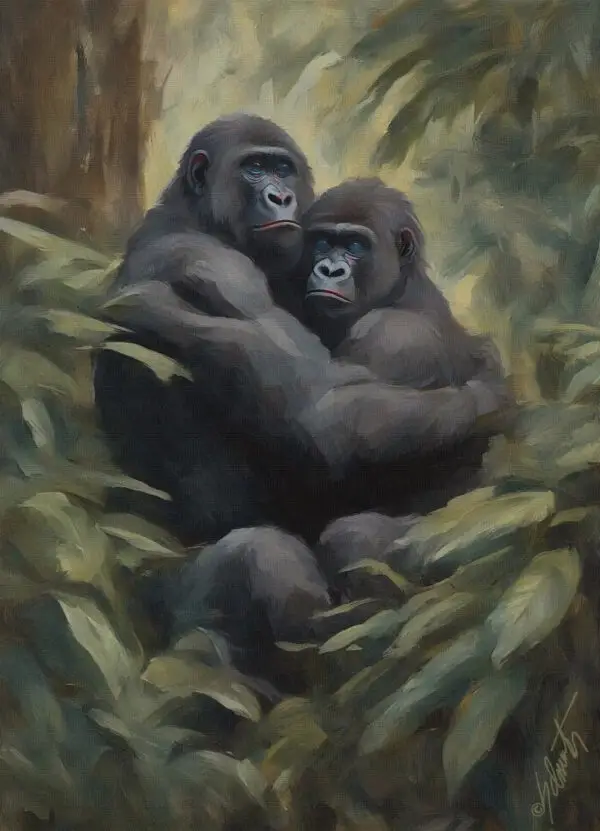 Gorilla Couple Acrylic 20x30 by Sam Schwartz