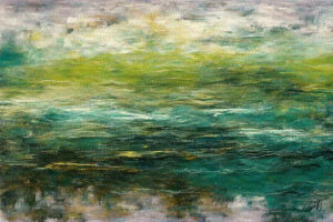 Green Water Acrylic 30x20 by Sam Schwartz