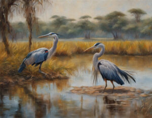 Heron Habitat Acrylic 30x20 by Sam Schwartz