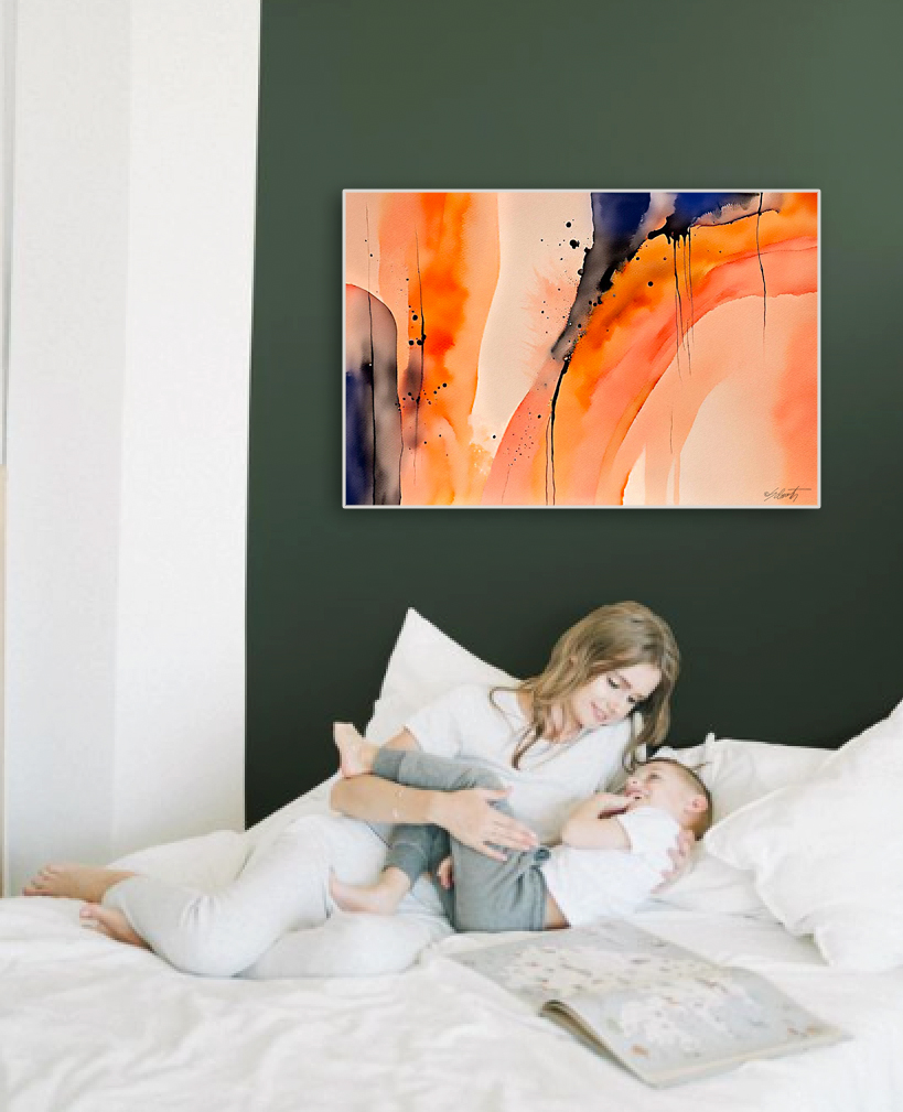 Holloween Memory Watercolor 30x20 by Sam Schwartz room