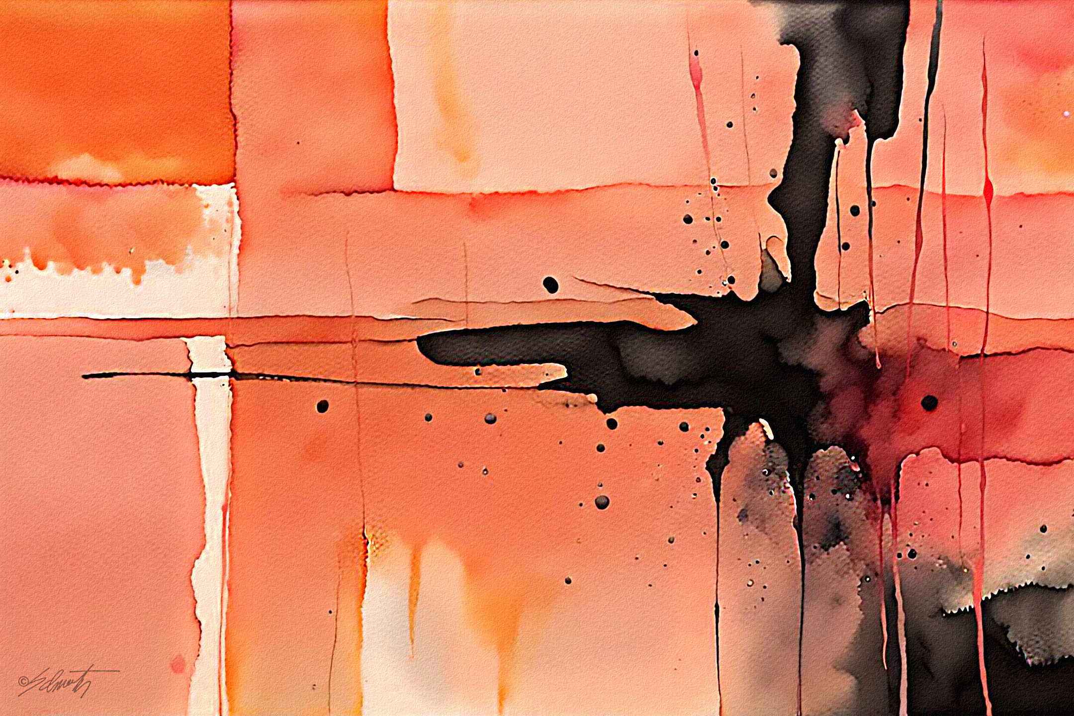 Holloween Splat Watercolor 30x20 by Sam Schwartz