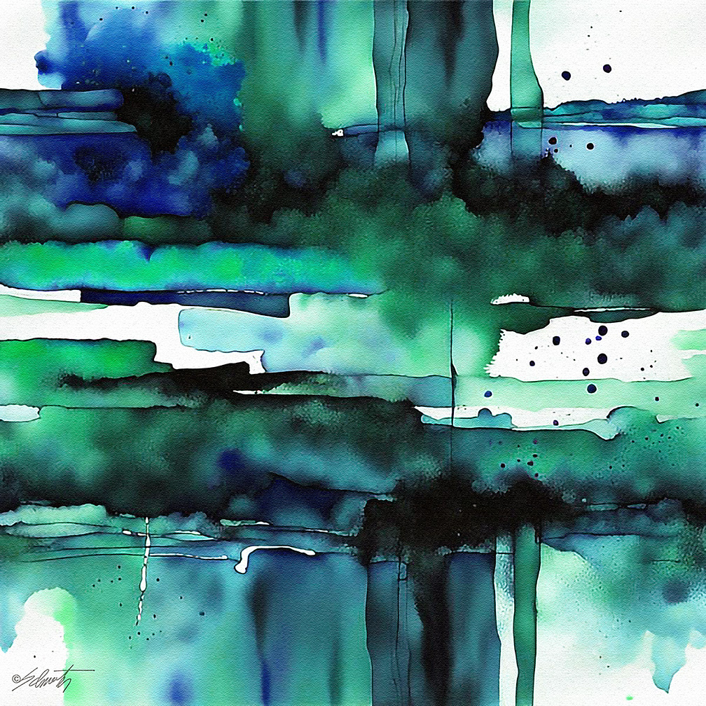 Horizon Watercolor 24x24 by Sam Schwartz