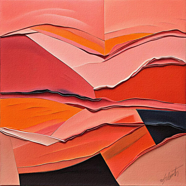 Impasto Orange Acrylic 24x24 by Sam Schwartz