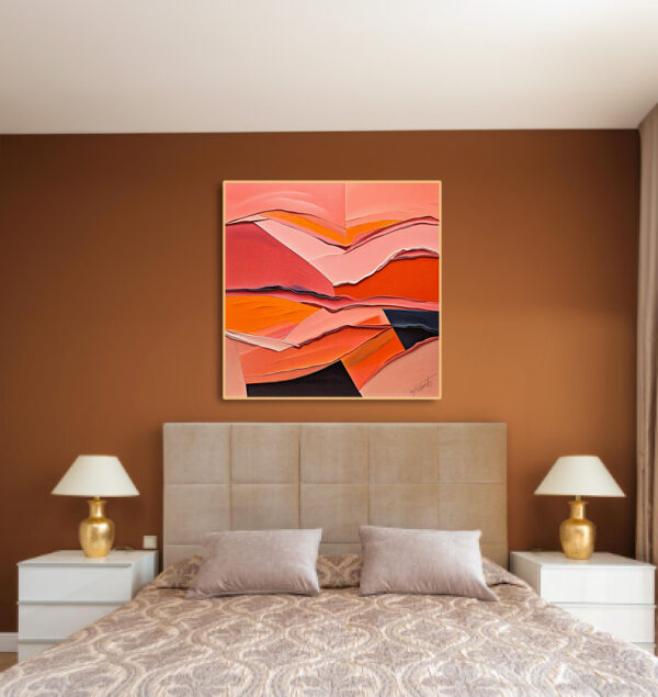 Impasto Orange Acrylic 24x24 by Sam Schwartz room