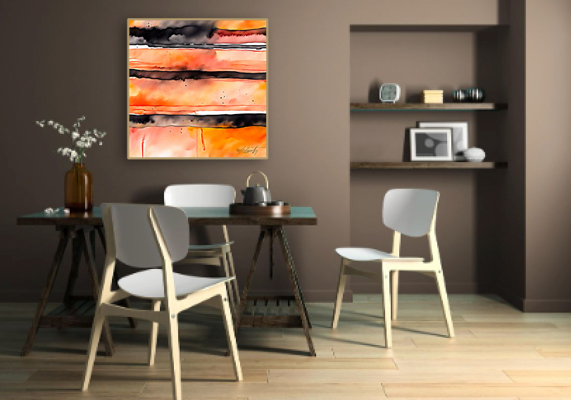 Layer Cake Watercolor 24x24 by Sam Schwartz room