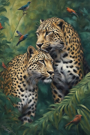 Leopard Love Acrylic 20x30 by Sam Schwartz