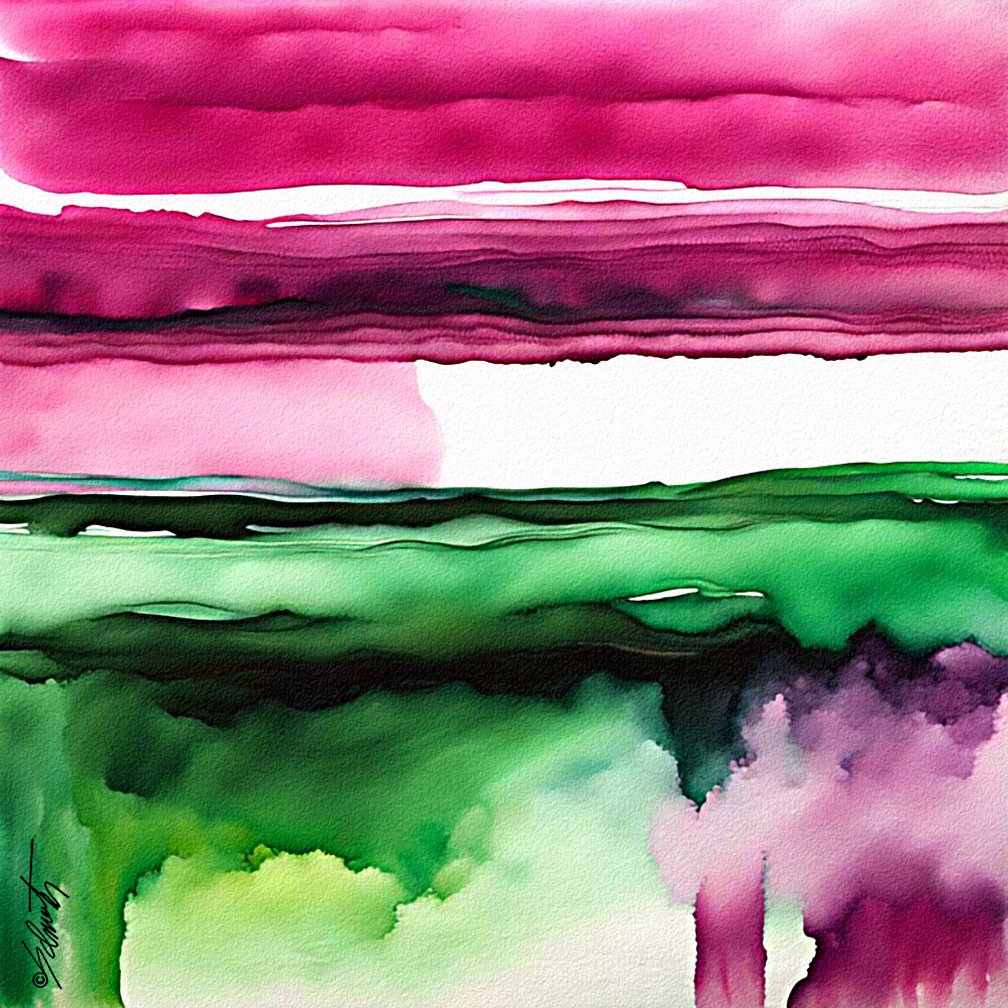 Magenta Sky Watercolor 24x24 by Sam Schwartz