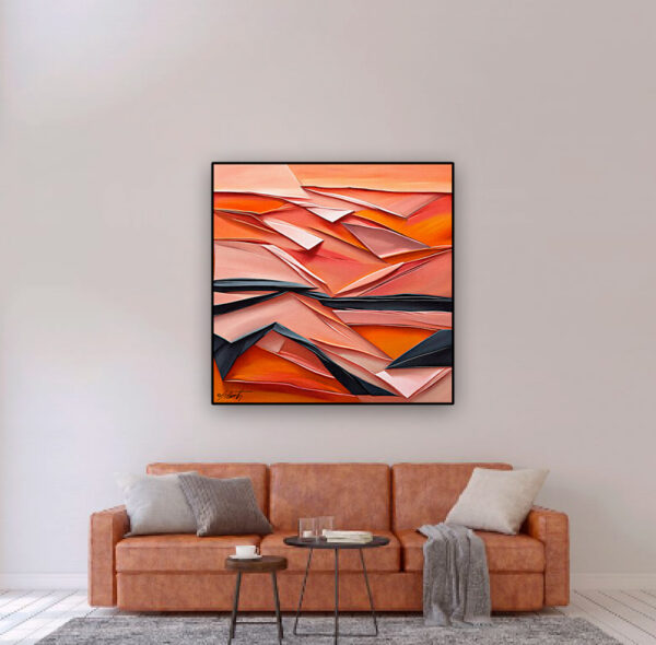 Orange Shards Acrylic 24x24 by Sam Schwartz room