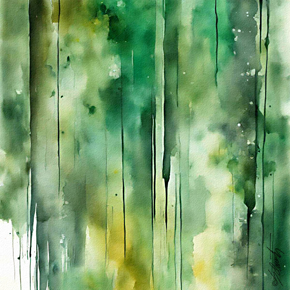 Pickle Rain Watercolor 24x24 by Sam Schwartz
