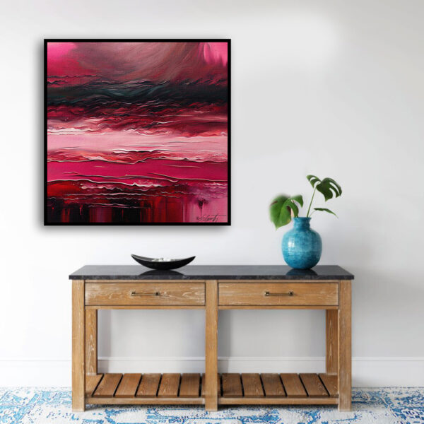 Pink Storm Acrylic 24x24 by Sam Schwartz room