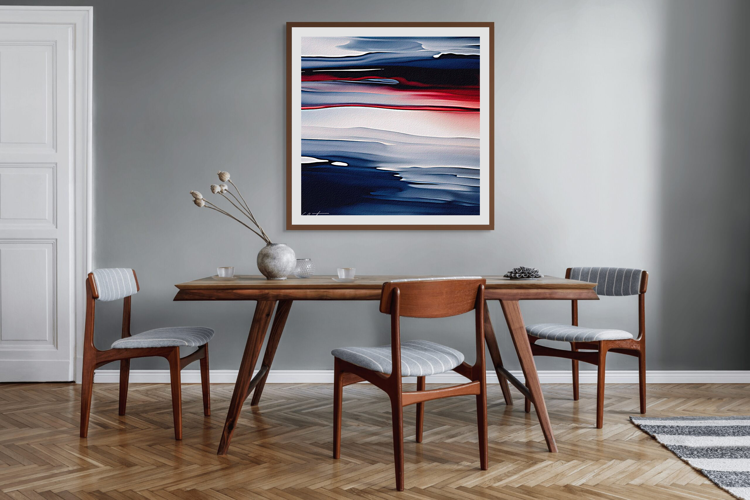 Red & Blue Watercolor 24x24 by Sam Schwartz room