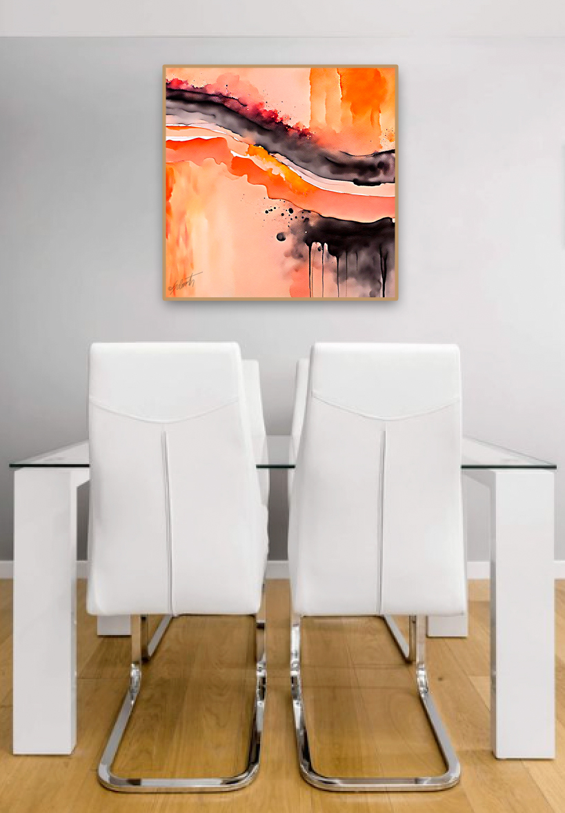 Slopes Watercolor 24x24 by Sam Schwartz room