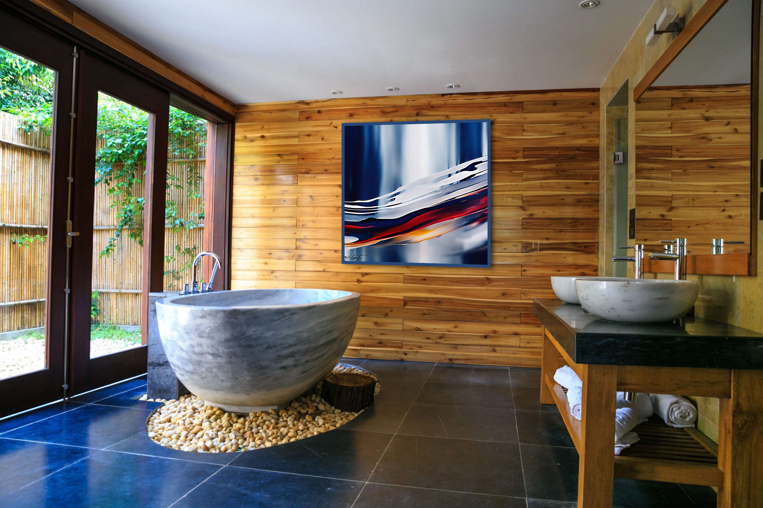 Streaks Watercolor 24x24 by Sam Schwartz room