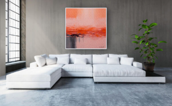 Tangerine Calm Acrylic 24x24 by Sam Schwartz room