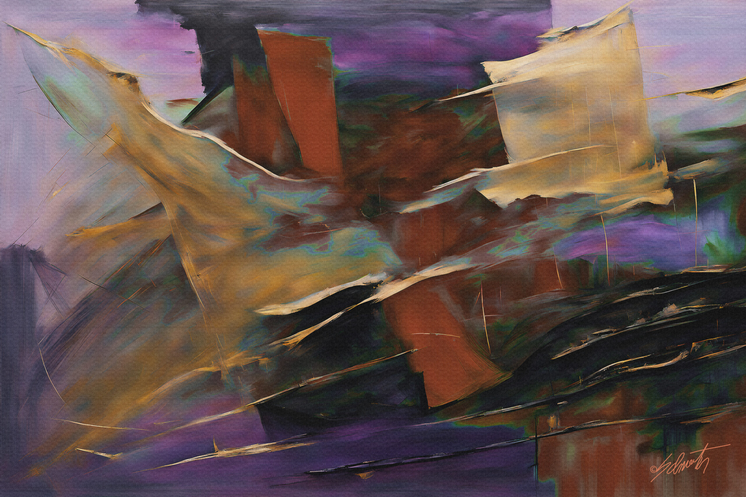 60x40 acrylic canvas abstract mixed colors 1