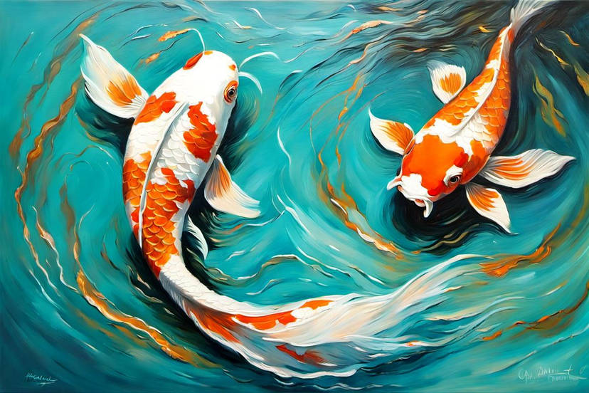 a detailed painting of two small koi fish under t by drsammy052301 dh5kgz8 414w 2x