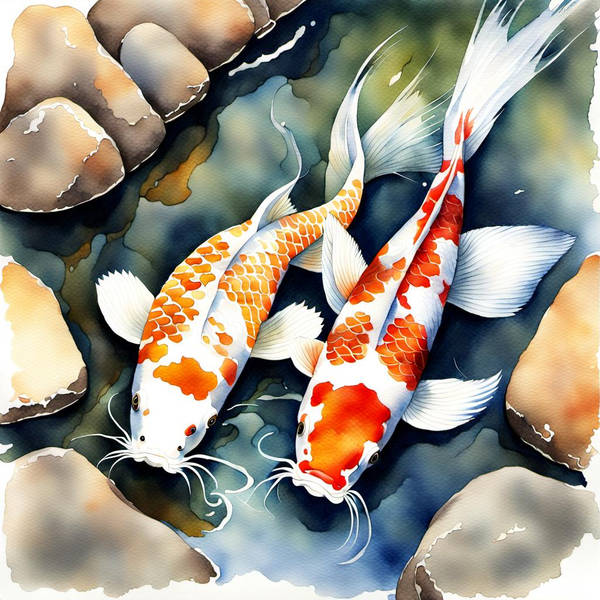 a watercolor painting of two koi fish under the w by drsammy052301 dh5kgc8 300w 2x