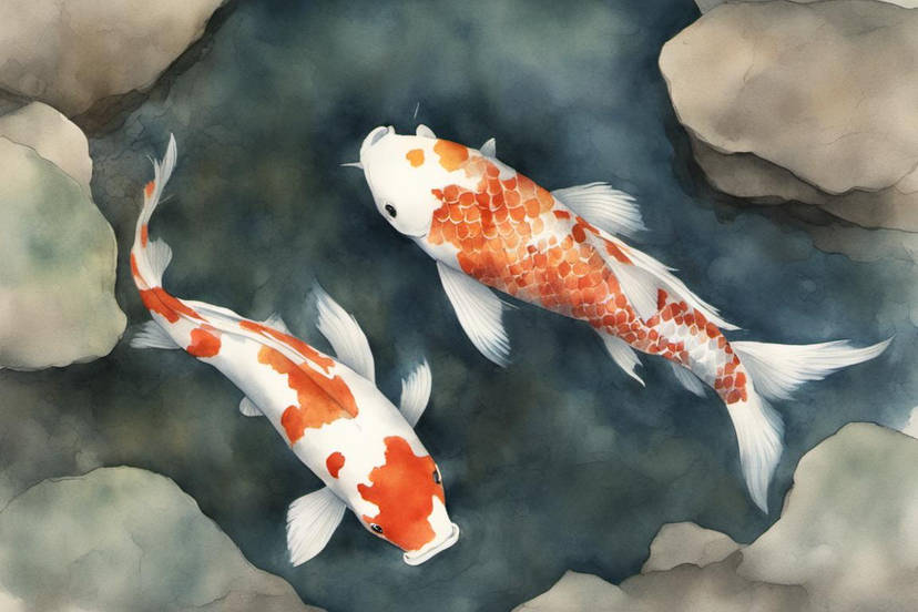 a watercolor painting of two koi fish under the w by drsammy052301 dh6wcjx 414w 2x