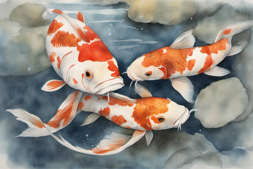 a watercolor painting of two koi fish under the w by drsammy052301 dh6wck3 414w 2x