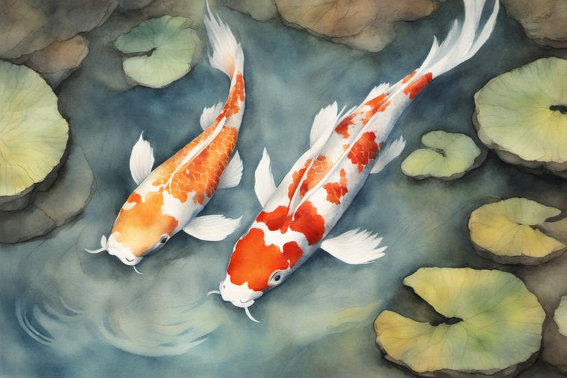 a watercolor painting of two koi fish under the w by drsammy052301 dh6wck8 414w 2x