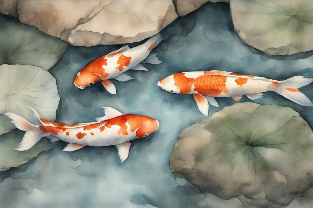 a watercolor painting of two koi fish under the w by drsammy052301 dh6wckd pre