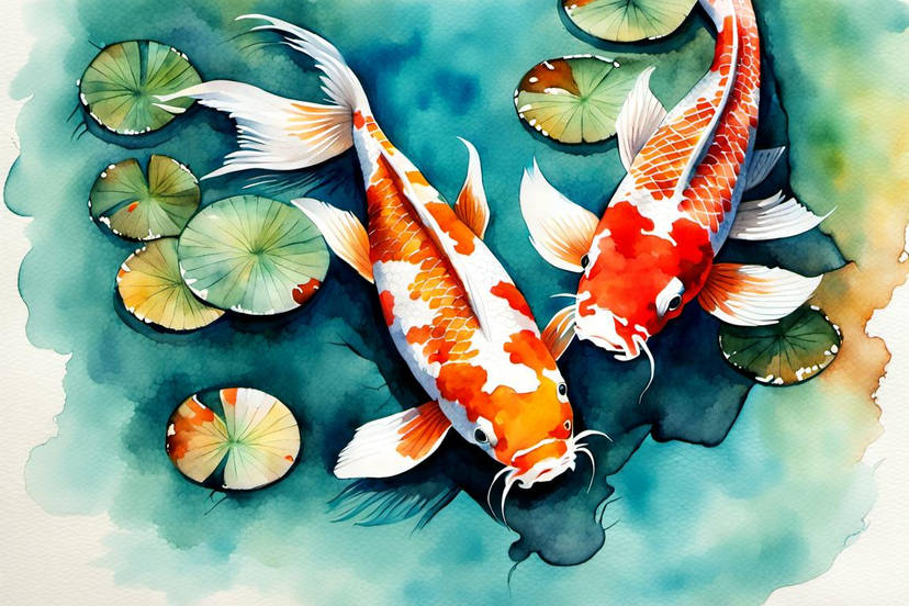 a watercolor painting of two small koi fish under by drsammy052301 dh5kgl6 414w 2x