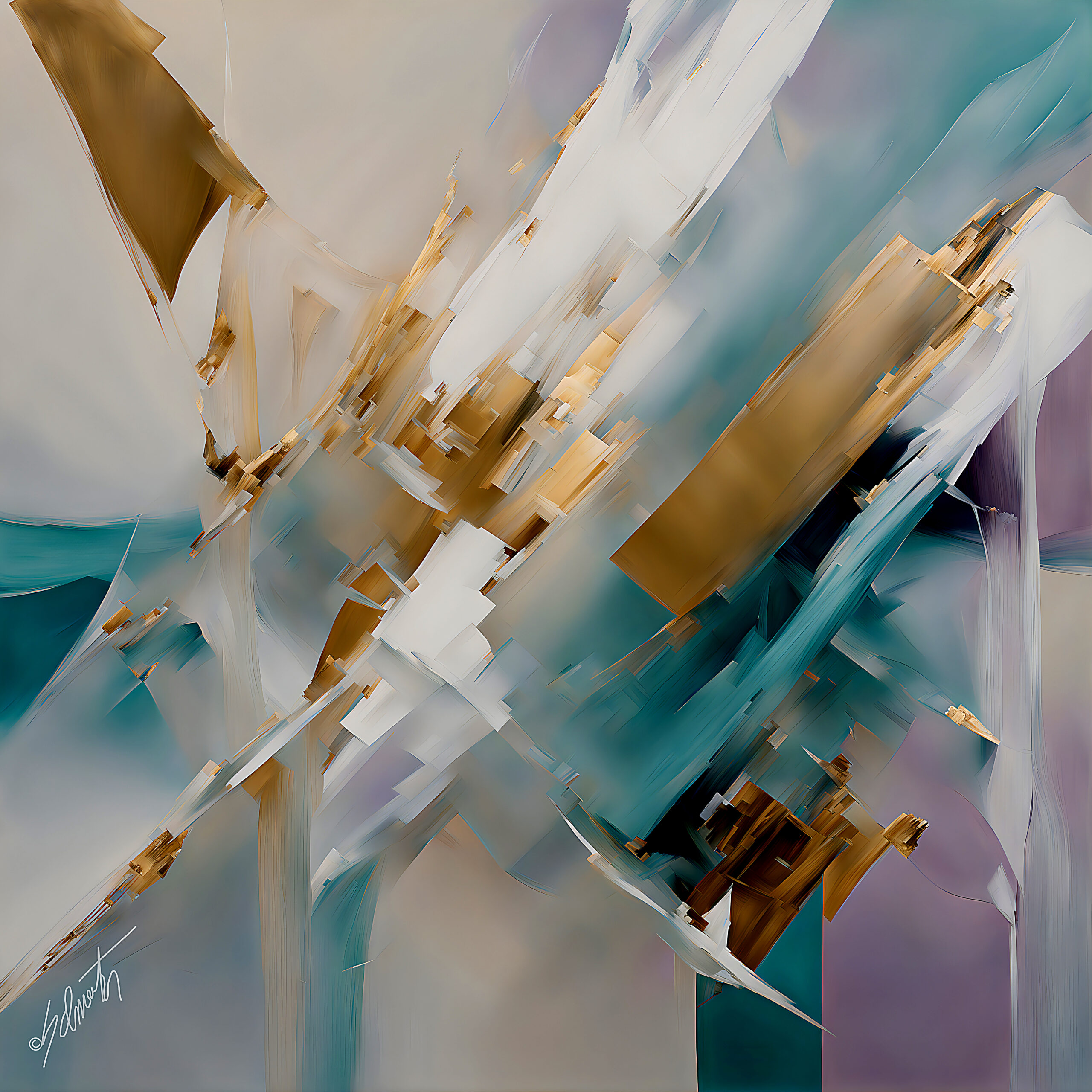 an oil painting of an dynamic angled abstract pai by drsammy052301 dky2509