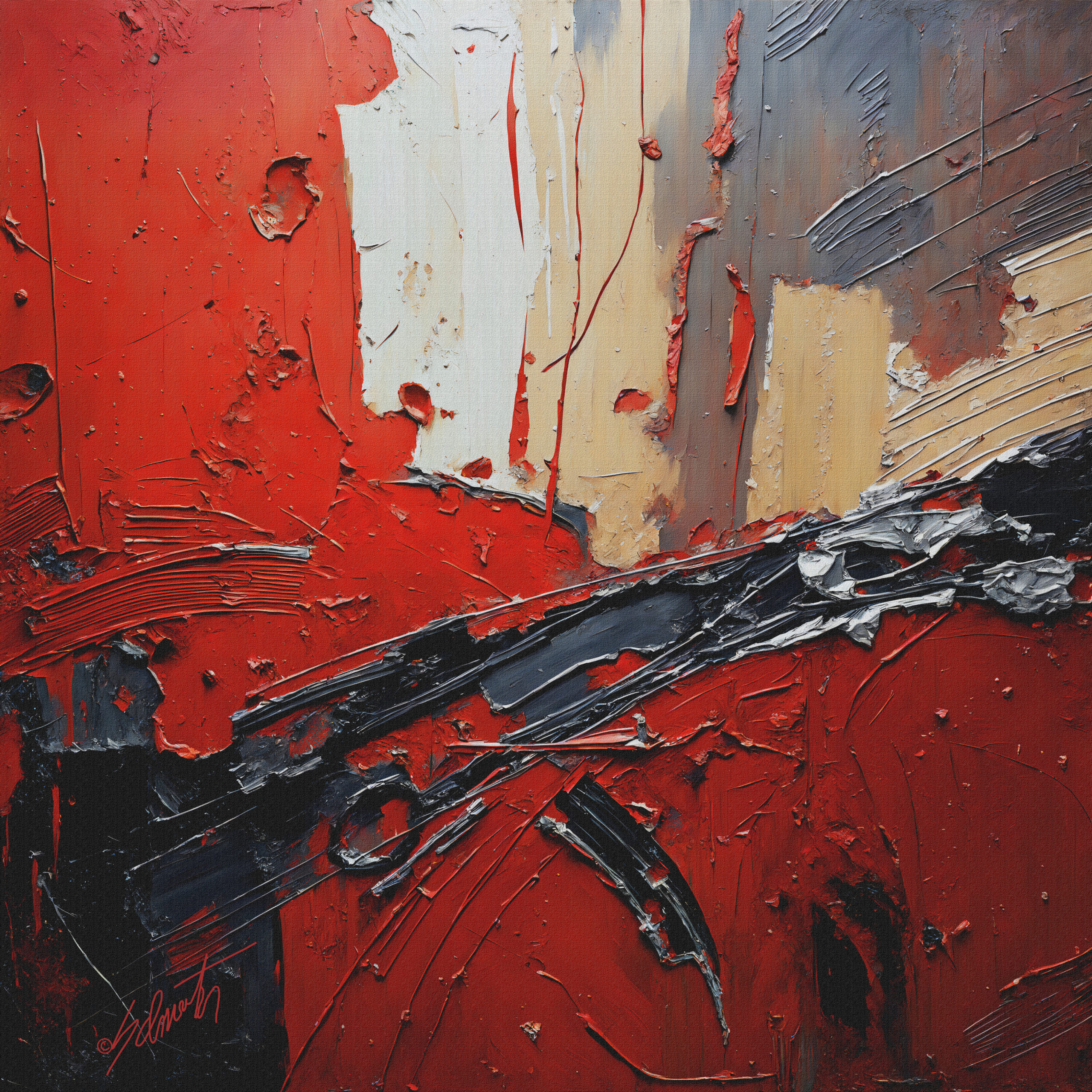 an oil painting of an dynamic thick paint impast by drsammy052301 dky2794